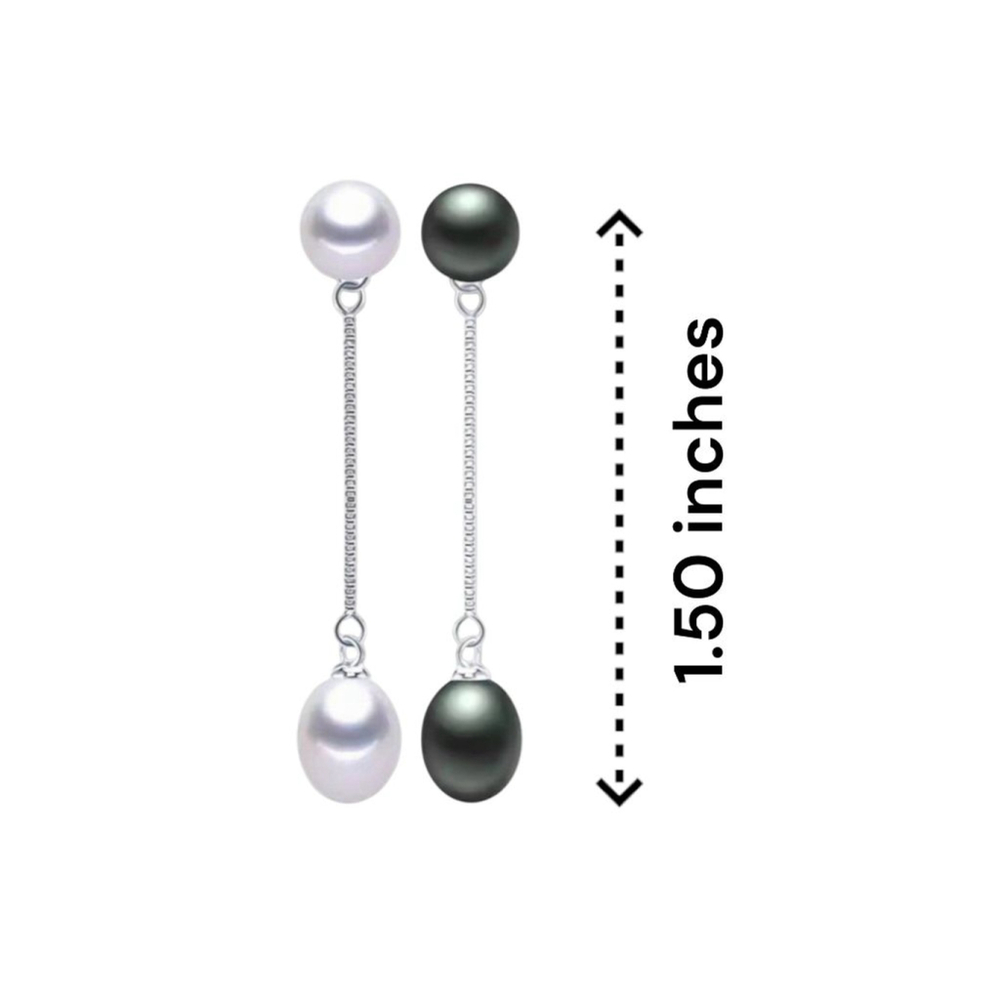 Sterling Silver 7.5MM Black & White Multi-Wear Freshwater Pearl Set - Picture 6 of 6